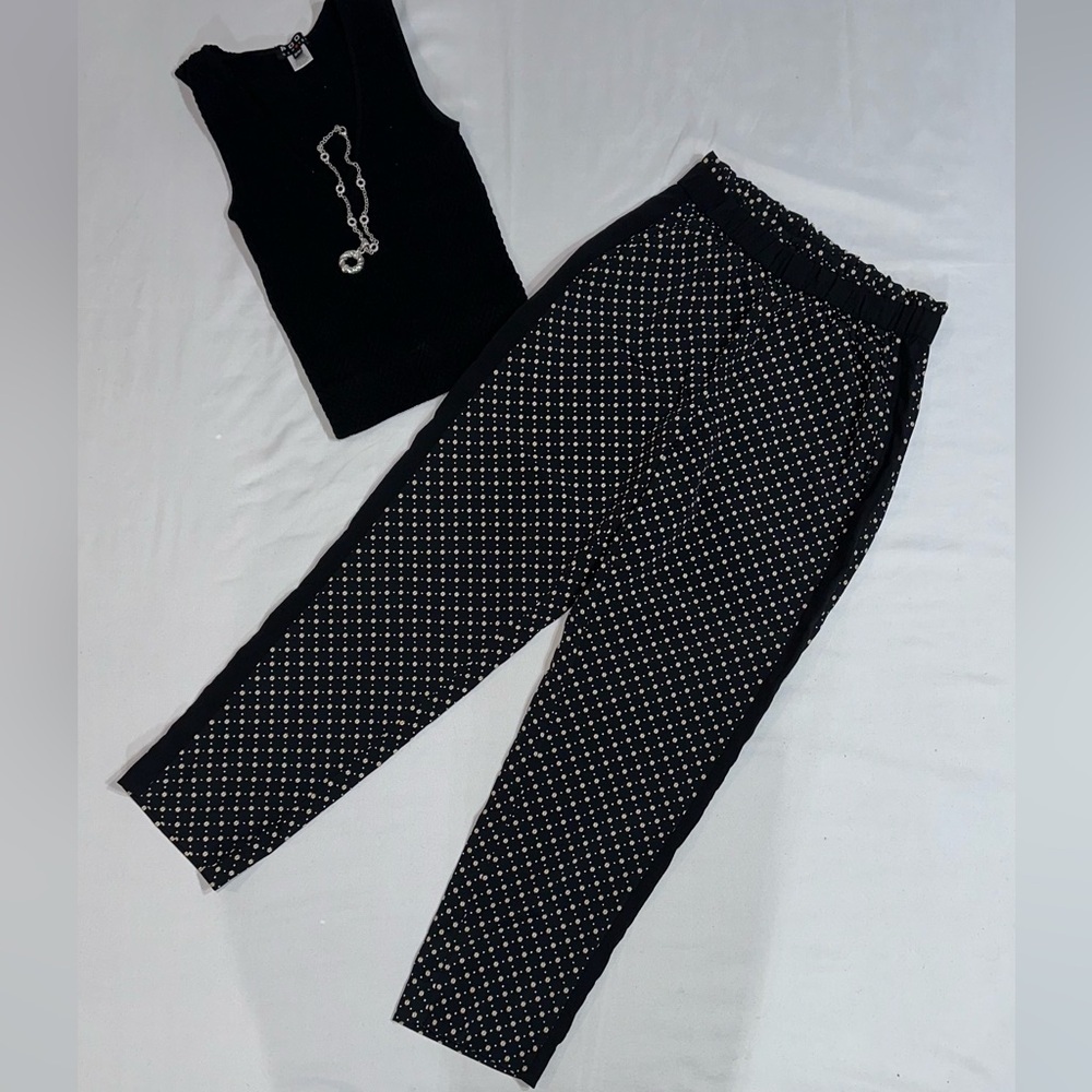H&M Black and White Patterned Cropped Pants
